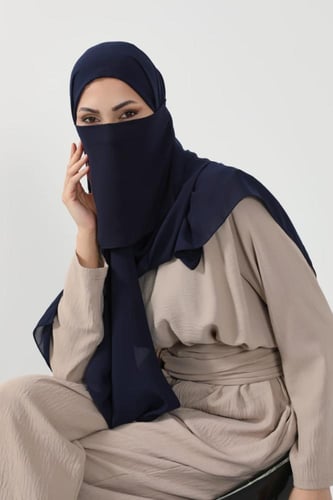 طقم طرحة ولثام-كحلي