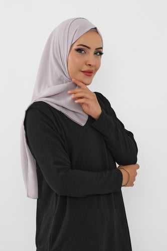 حجاب شيفون بمغناطيس وقبعة جانبي-رمادي