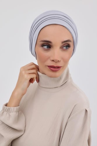 توربان قطعتين قطن ايطالي - ربط-رمادي