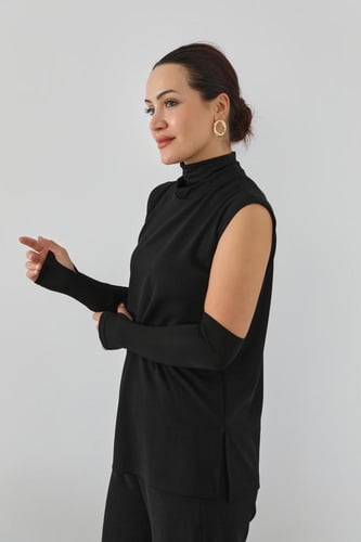 طقم تغطية رقبة وأكمام - اسود