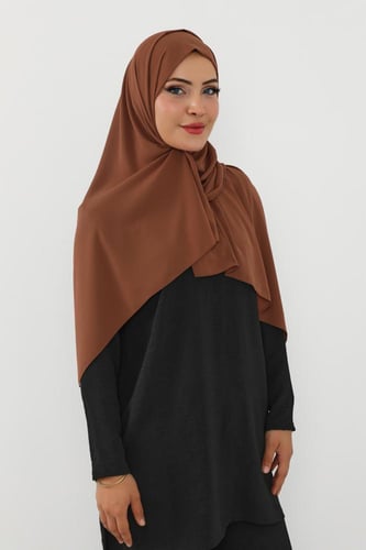 حجاب شيفون بمغناطيس وقبعة جانبي-بني