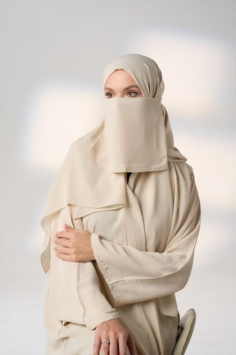 طقم طرحة ولثام - ربط-بيج