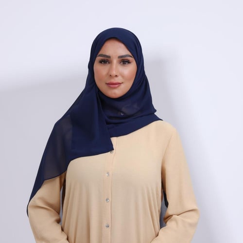 طرحة شيفون ربع مبطن من الامام كحلي غامق مبطن