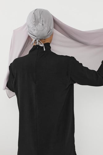 حجاب شيفون بمغناطيس وقبعة جانبي-رمادي