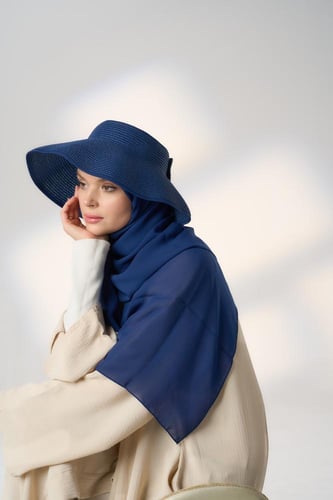 طقم نصف قبعة مع طرحة صيفية-كحلي