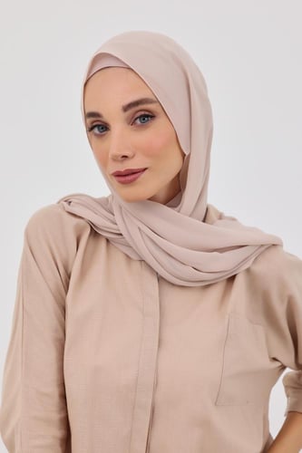 طرحة شيفون مع قبعة منفصلة- بيج