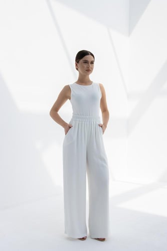 بنطلون صيفي خامة باردة جدا-ابيض