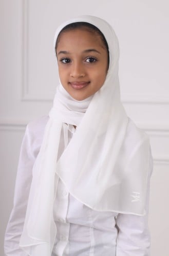 طرحة بناتي شيفون مشبوكة مع قبعة - اوف وايت