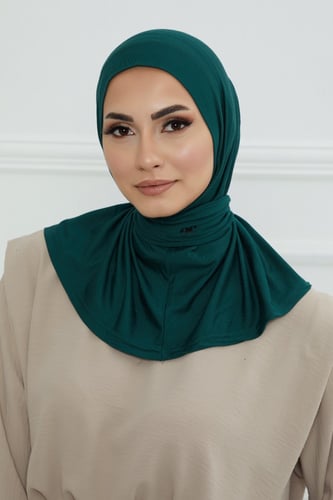 قبعة حجاب دبل سترتش ربط - أخضر