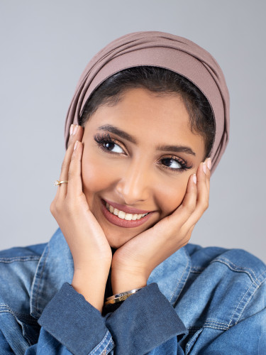 توربان قطني سادة مع مقوي- بني فاتح