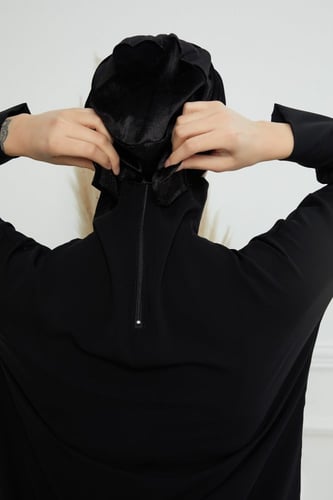 توربان لزق قطعتين مخمل - اسود