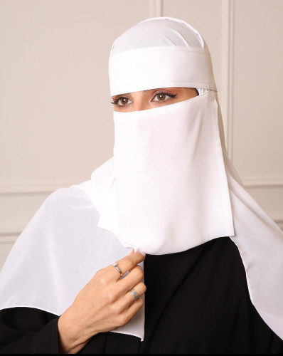طقم طرحة مع نقاب - أبيض