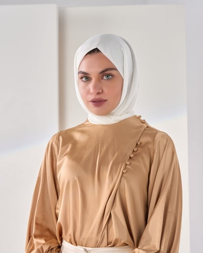 طرحة ثابتة ربط غير سترتش - اوف وايت