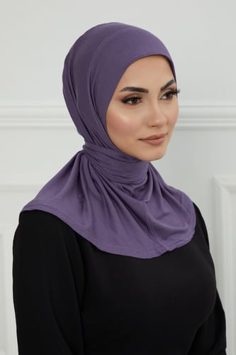 قبعة حجاب دبل سترتش ربط - بنفسجي