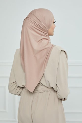 حجاب الشاطي مع قبعة - بني فاتح