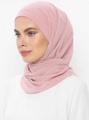 طرحه شيفون مع قبعة - وردي