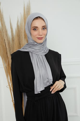 حجاب قطني دبل سترتش-رمادي