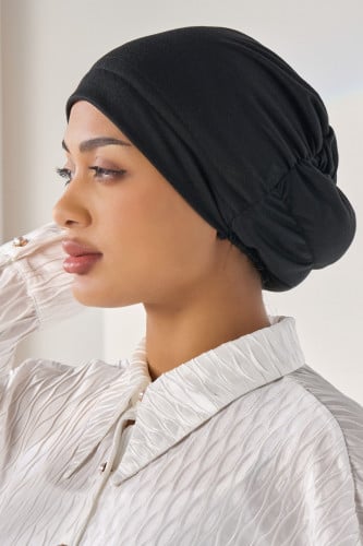 قبعه مع زم من الخلف - اسود