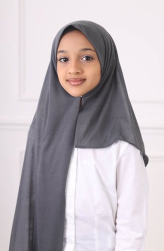 طرحة بناتي مخيطة - رمادي غامق