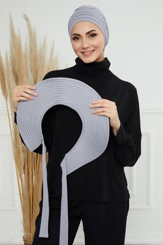 حجاب الشاطئ مع توربان - رمادي