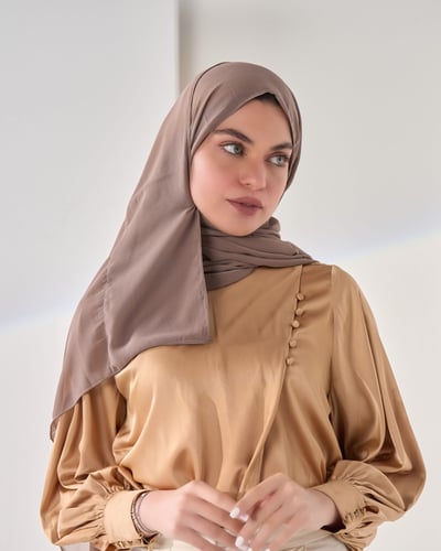 طرحة شيفون مبطن - بيج غامق