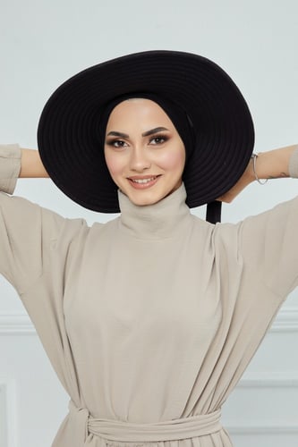 حجاب الشاطئ مع توربان - أسود