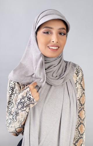 طرحة قطنية مع كاب- رمادي