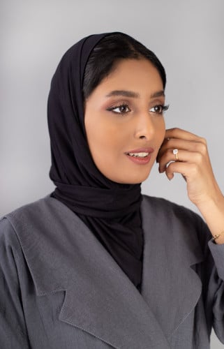 حجاب قطن ايطالي مع طقطق من الخلف- أسود