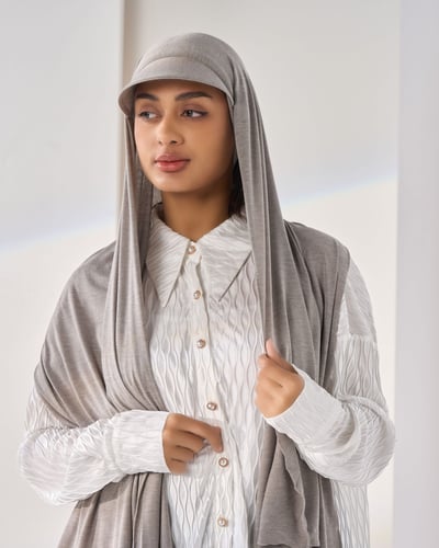 طرحة قطنية مع كاب- رمادي