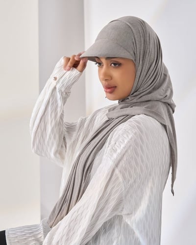 طرحة قطنية مع كاب- رمادي