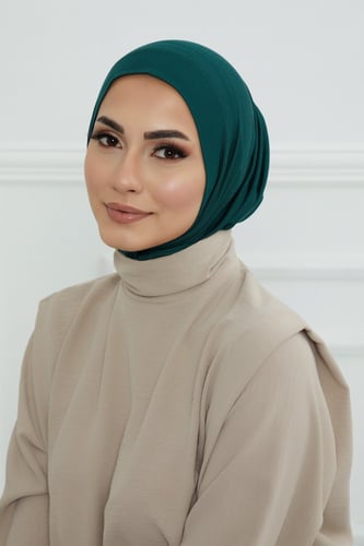 قبعة حجاب دبل سترتش ربط - أخضر