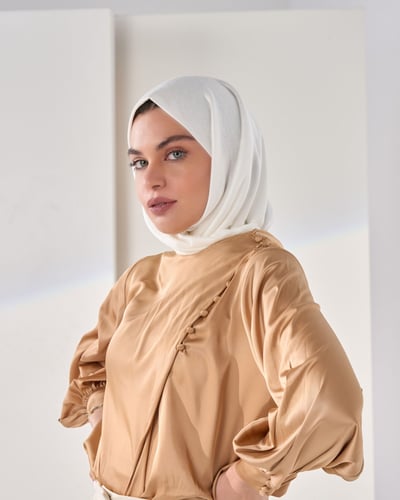 طرحة ثابتة ربط غير سترتش - اوف وايت