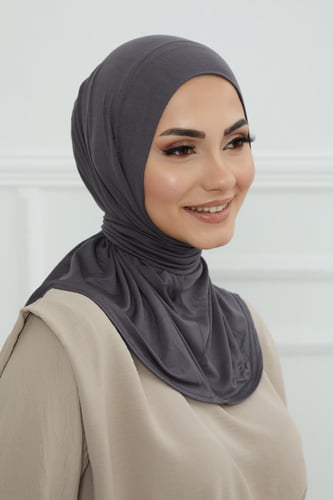 طرحة دبل سترتش ربط من الخلف - رمادي