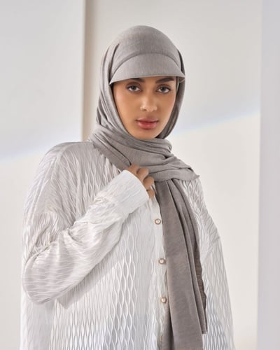طرحة قطنية مع كاب- رمادي
