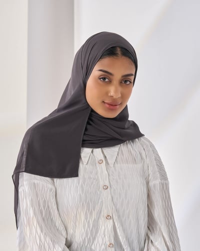 طرحة شيفون مبطنه للعباية-رمادي