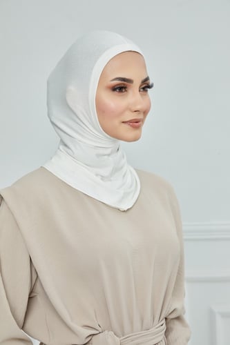 حجاب مع نصف قبعة مفصولة - أوف وايت