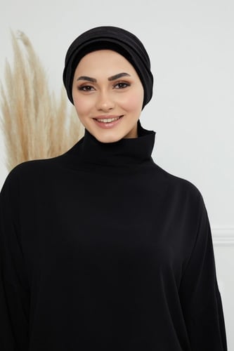 توربان لزق قطعتين مخمل - اسود