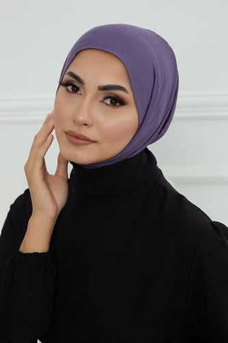 قبعة حجاب دبل سترتش ربط - بنفسجي