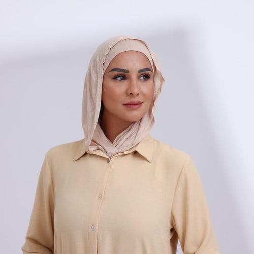 طقم طرحة مفتوحة مثلث مع قبعة-بيج