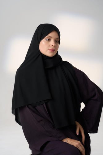 طرحة كوري ونقاب حرير من الداخل-اسود