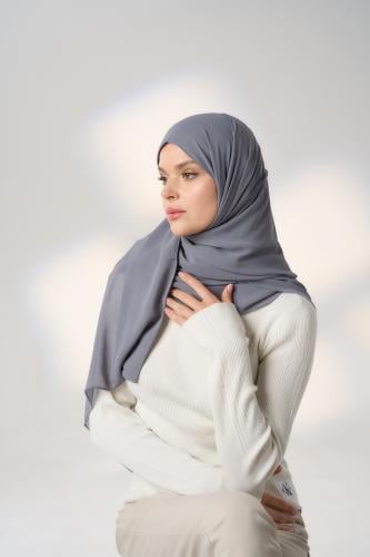 طرحة شيفون ربع مبطن من الأمام رمادي