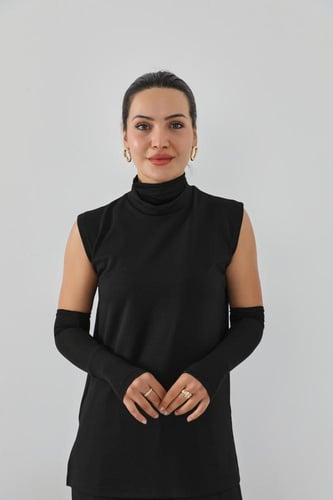 طقم تغطية رقبة وأكمام - اسود