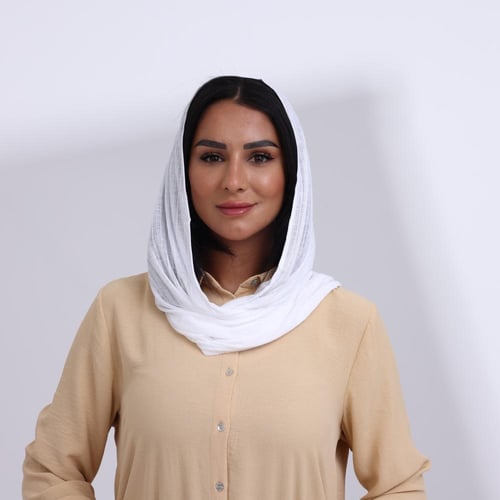 طقم طرحة مفتوحة مثلث مع قبعة - اوف وايت