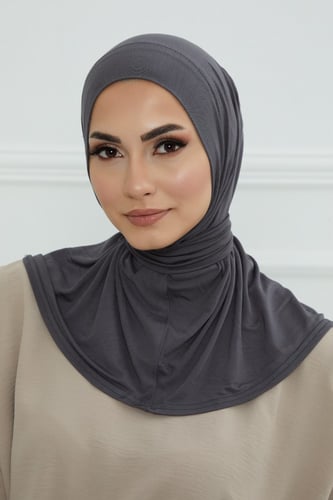 طرحة دبل سترتش ربط من الخلف - رمادي