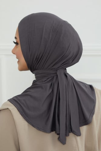 طرحة دبل سترتش ربط من الخلف - رمادي