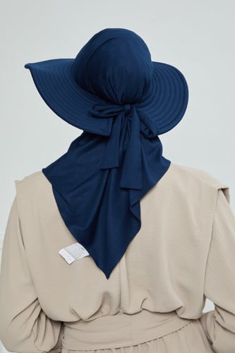 حجاب الشاطي مع قبعة - كحلي