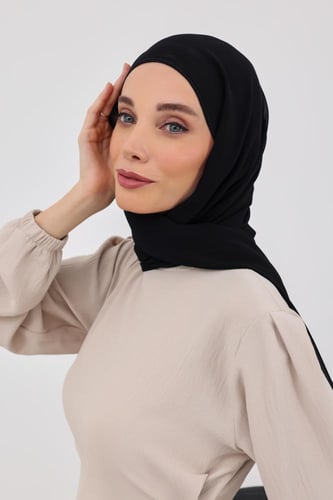 توربان شيفون مع قبعة داخلية-اسود