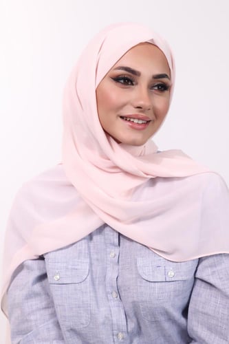 طرحة شيفون مع قبعة منفصلة- وردي