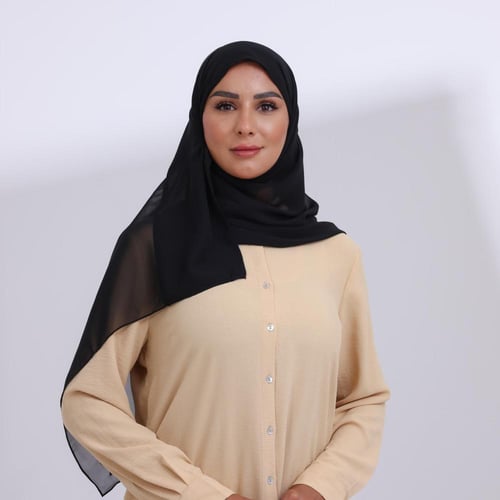 طرحة ميني شيفون ربع مبطن من الامام