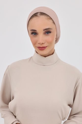 توربان شيفون مع قبعة داخلية-بيج